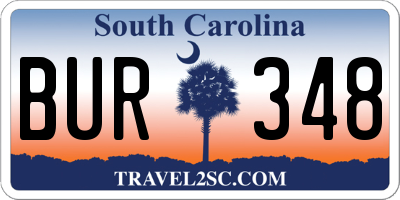 SC license plate BUR348