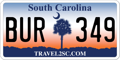 SC license plate BUR349
