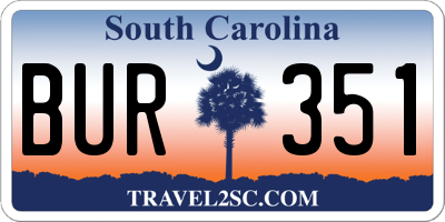 SC license plate BUR351