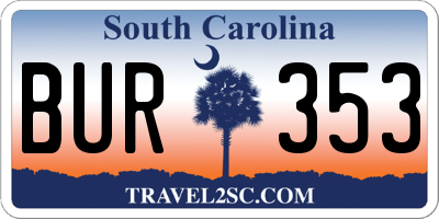 SC license plate BUR353