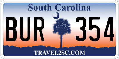 SC license plate BUR354