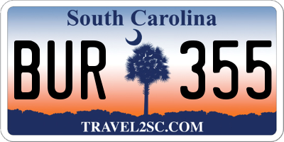 SC license plate BUR355