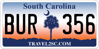 SC license plate BUR356