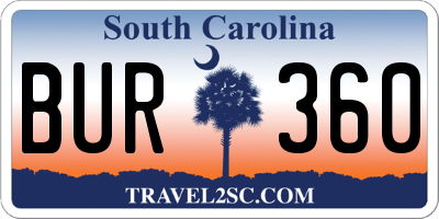 SC license plate BUR360