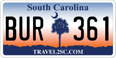 SC license plate BUR361