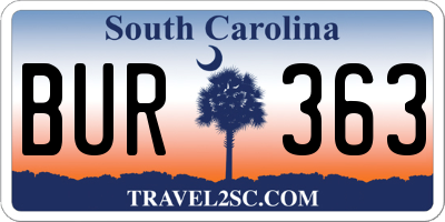 SC license plate BUR363