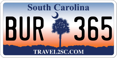 SC license plate BUR365