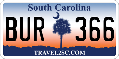 SC license plate BUR366