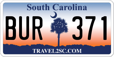 SC license plate BUR371