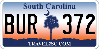 SC license plate BUR372