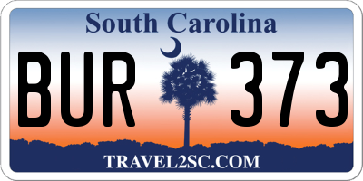 SC license plate BUR373