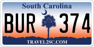 SC license plate BUR374