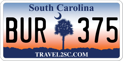 SC license plate BUR375