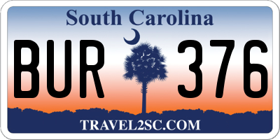 SC license plate BUR376