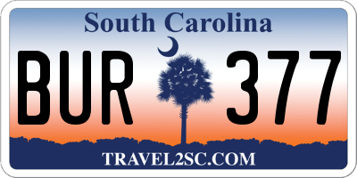 SC license plate BUR377