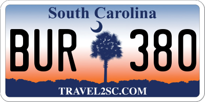 SC license plate BUR380