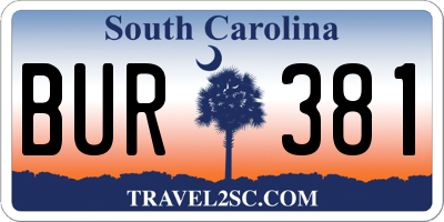 SC license plate BUR381