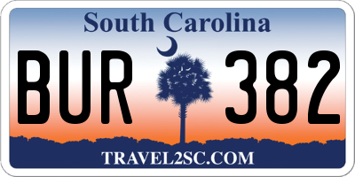 SC license plate BUR382