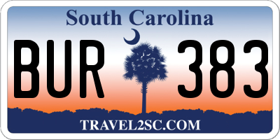 SC license plate BUR383