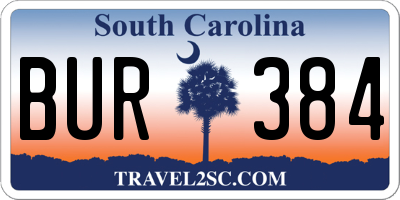 SC license plate BUR384