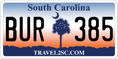 SC license plate BUR385