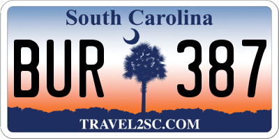 SC license plate BUR387