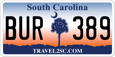 SC license plate BUR389