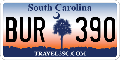 SC license plate BUR390