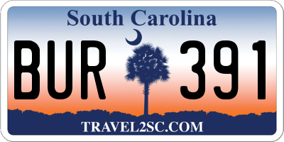 SC license plate BUR391