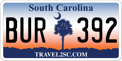 SC license plate BUR392