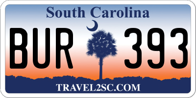 SC license plate BUR393