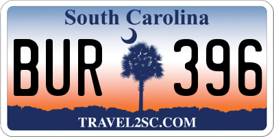 SC license plate BUR396