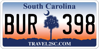 SC license plate BUR398