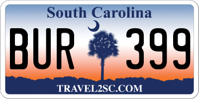 SC license plate BUR399