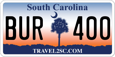 SC license plate BUR400