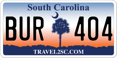 SC license plate BUR404
