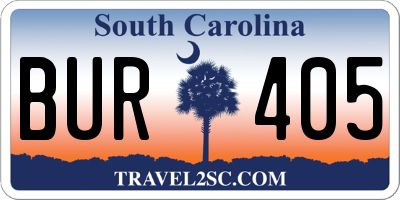 SC license plate BUR405