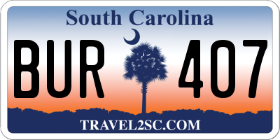 SC license plate BUR407