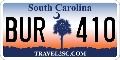 SC license plate BUR410