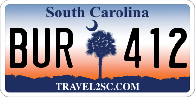 SC license plate BUR412
