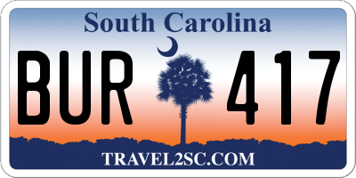 SC license plate BUR417