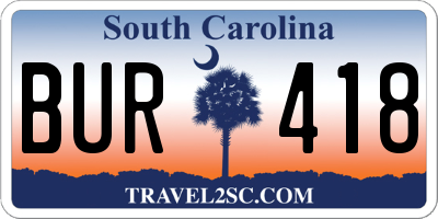 SC license plate BUR418