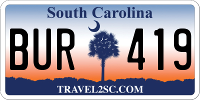 SC license plate BUR419