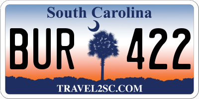 SC license plate BUR422