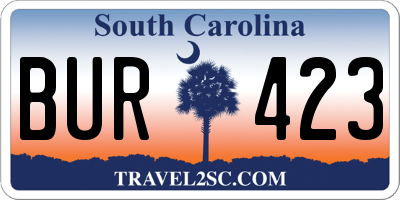 SC license plate BUR423