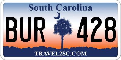 SC license plate BUR428