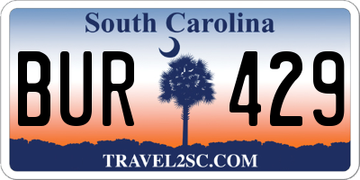 SC license plate BUR429