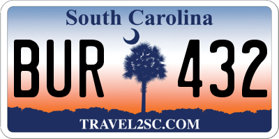 SC license plate BUR432