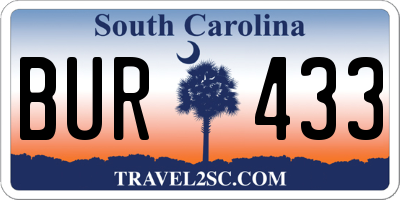 SC license plate BUR433