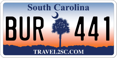 SC license plate BUR441